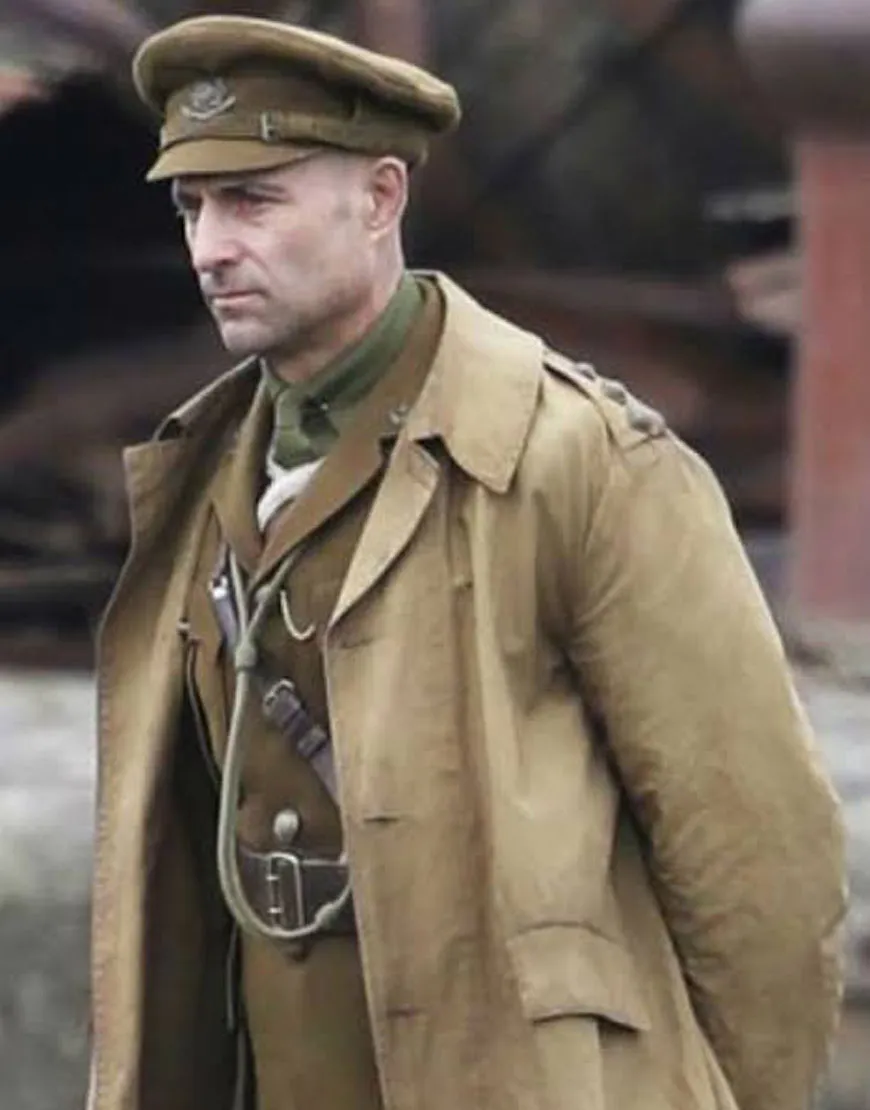 1917 Movie Mark Strong Trench Coat | Captain Smith Brown Cotton Coat