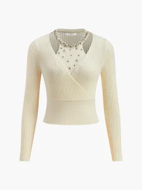 2 in 1 Beaded Cinched Waist Sweater