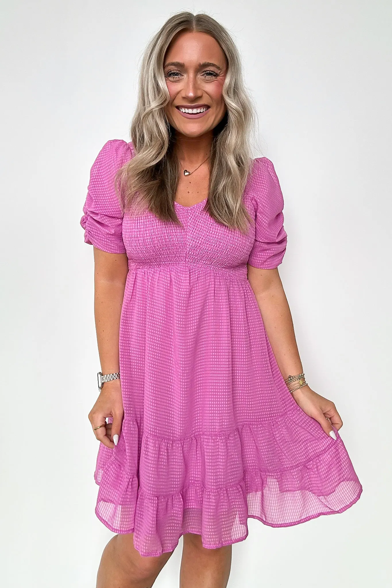 Adorable Allure Textured Chiffon Tiered Dress - FINAL SALE