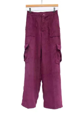 Adrienne Corduroy Cargo Pant - Maroon/Black