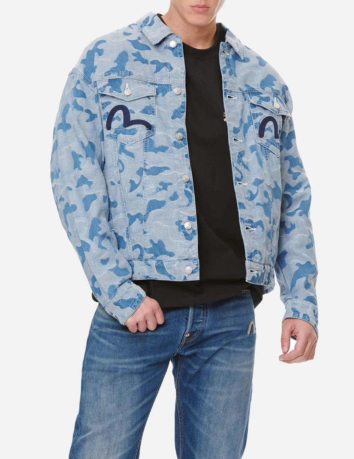 Allover Camouflage Jacquard Denim Jacket