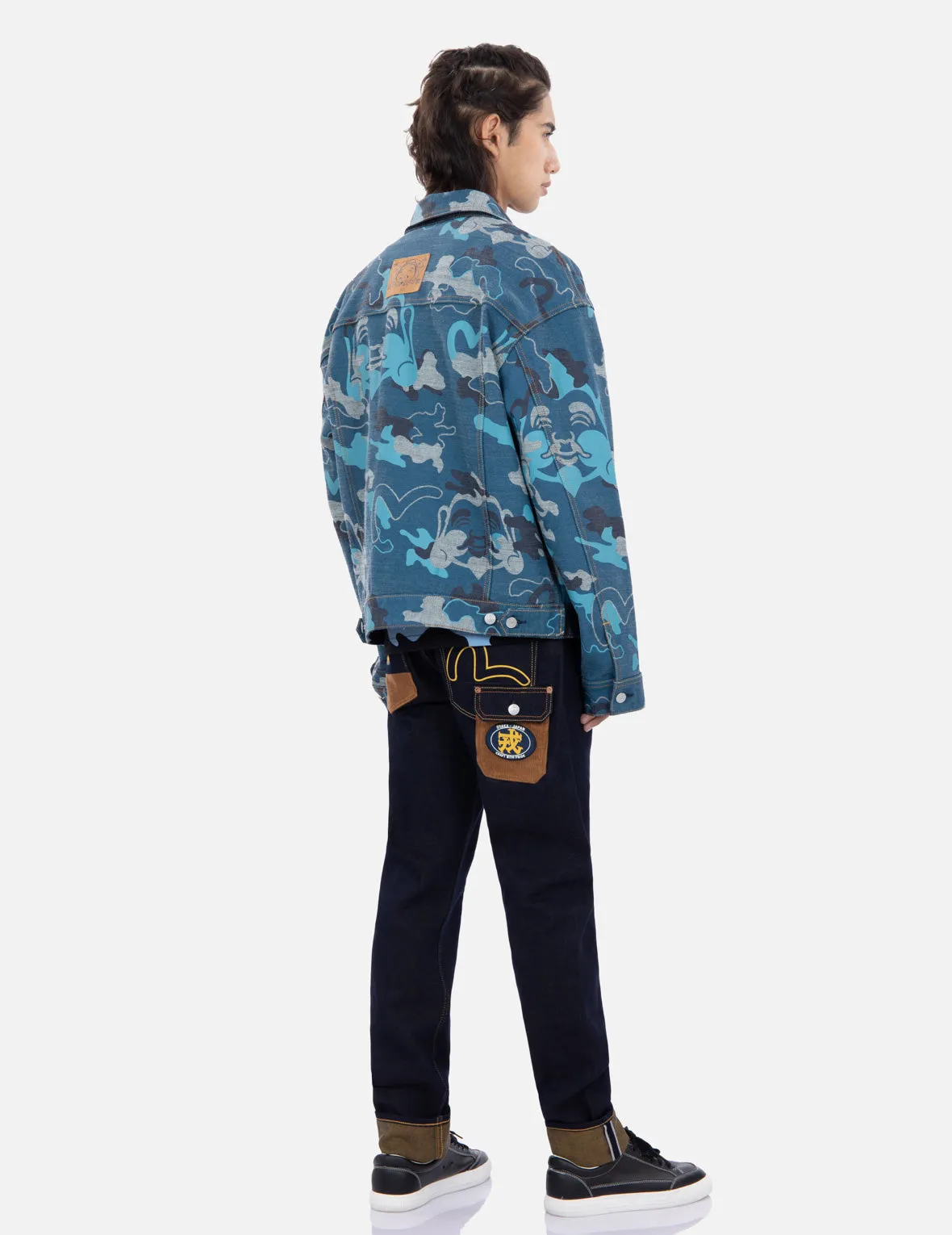 Allover Camouflage-Pattern Reversible Denim Jacket