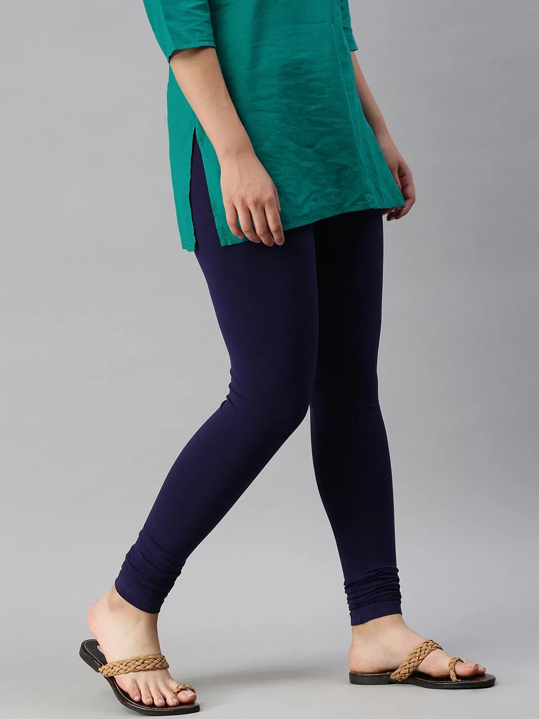 Ankle Length Leggings Cotton-Navy Blue