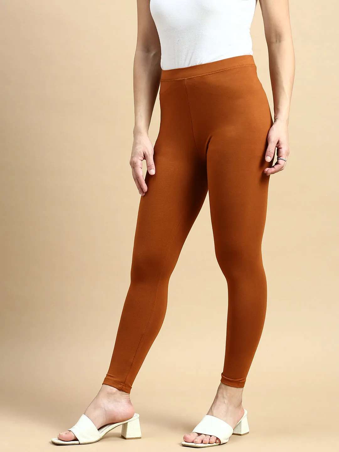 Ankle Length Leggings Viscose-Terracotta