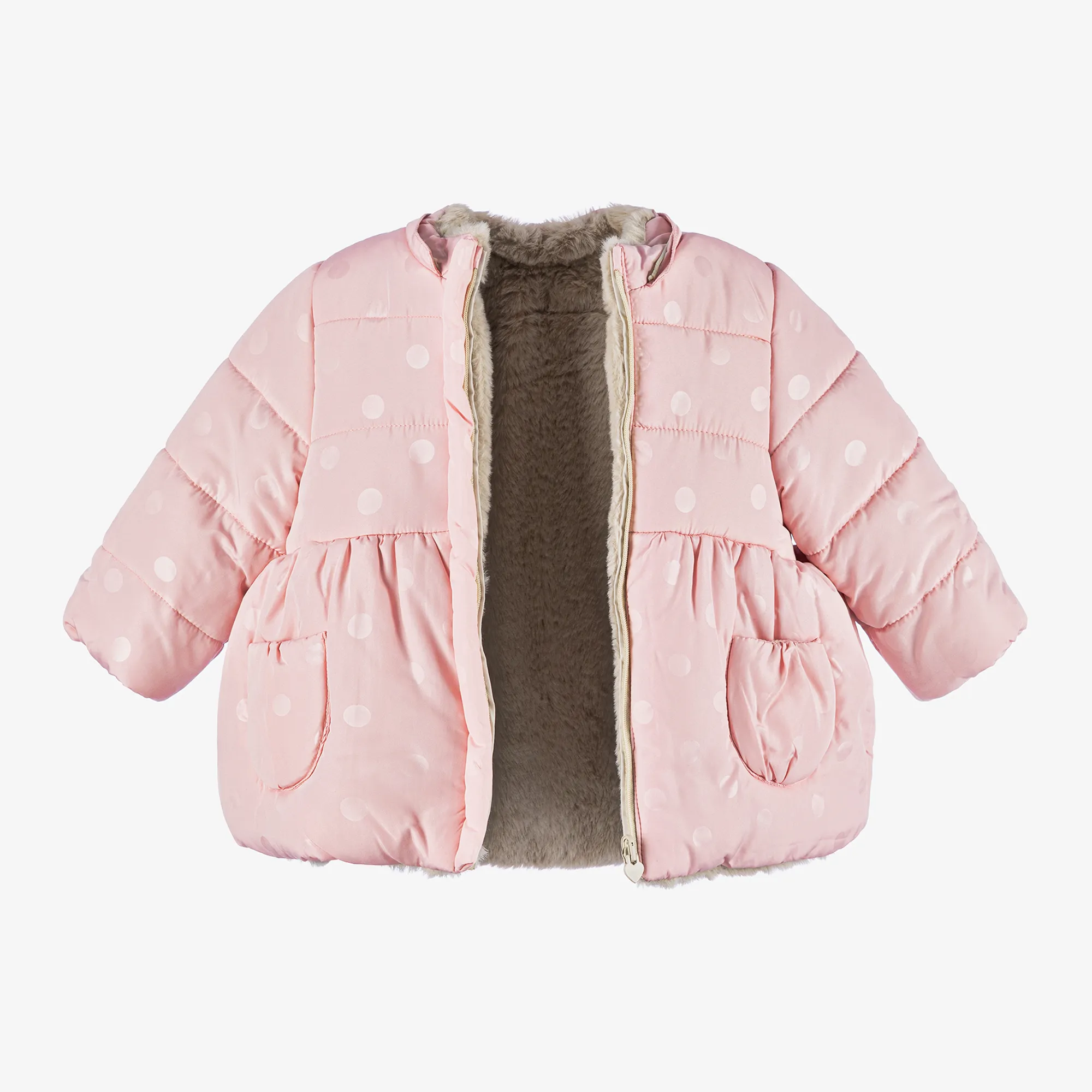 Baby Girls Pink & Beige Reversible Coat