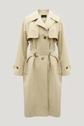 Beige Cross Belt Cut-out Trench Coat