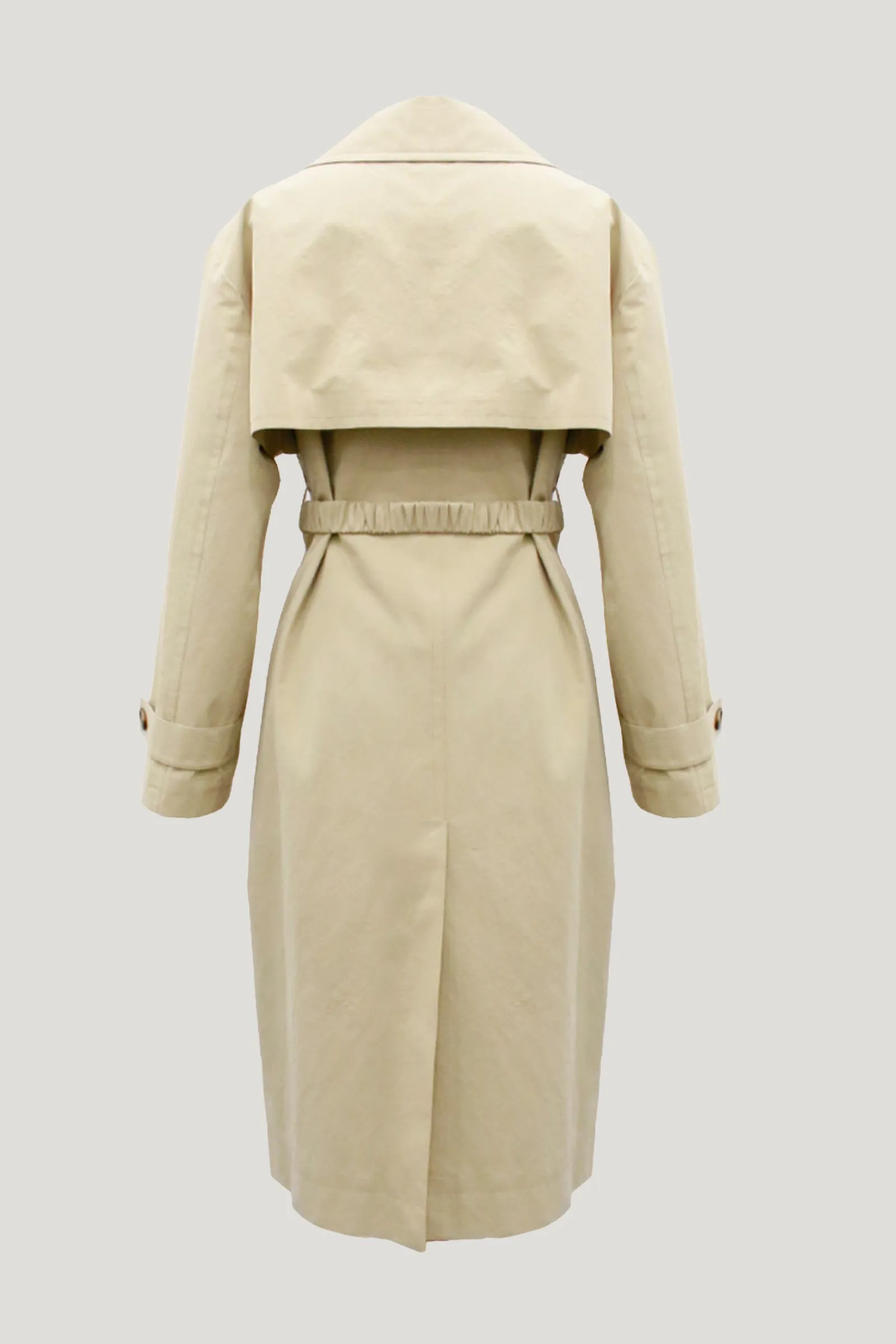 Beige Cross Belt Cut-out Trench Coat