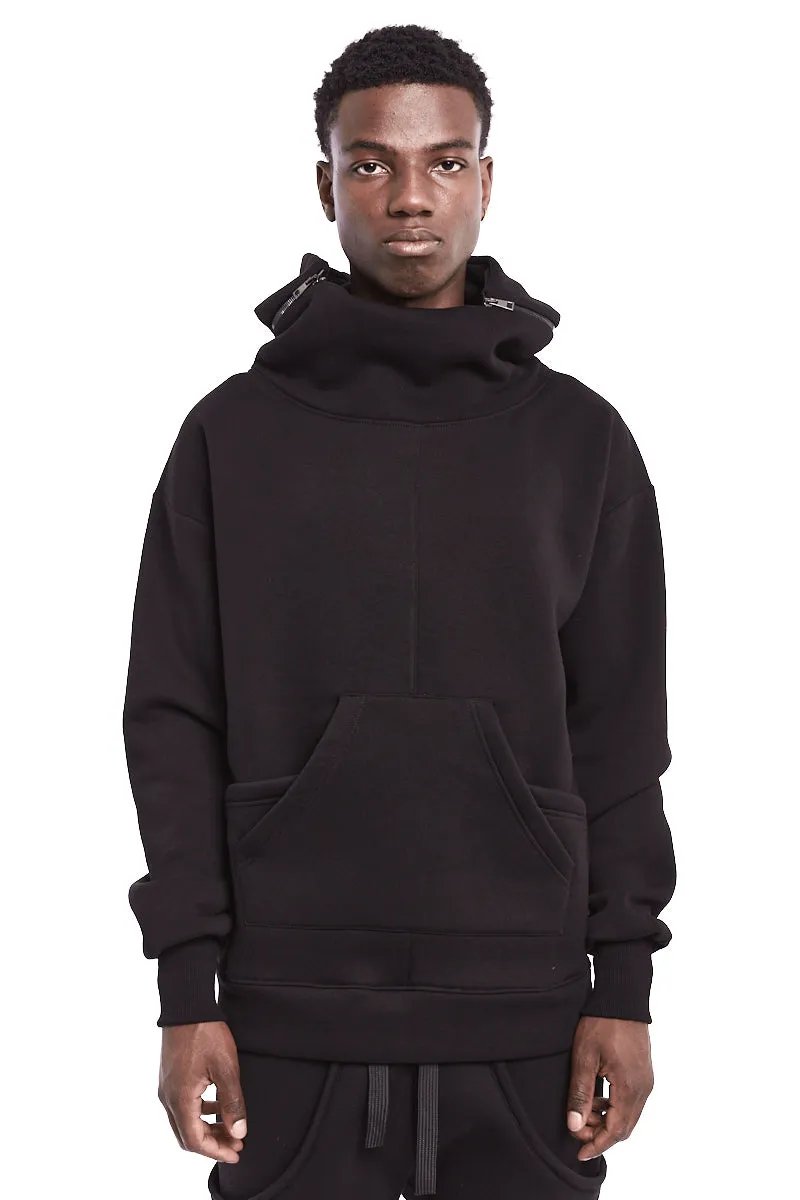 BLACK REMOVABLE HOOD SWEATSHIRT