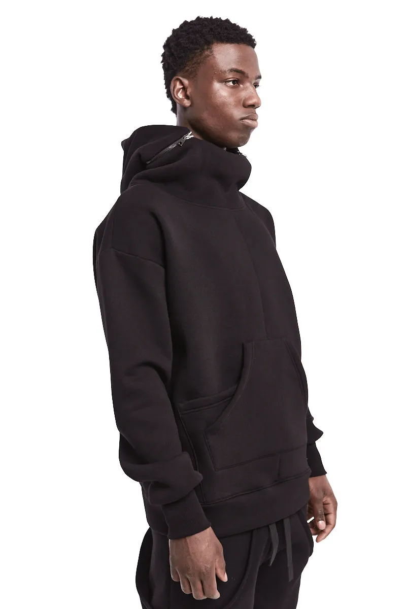 BLACK REMOVABLE HOOD SWEATSHIRT