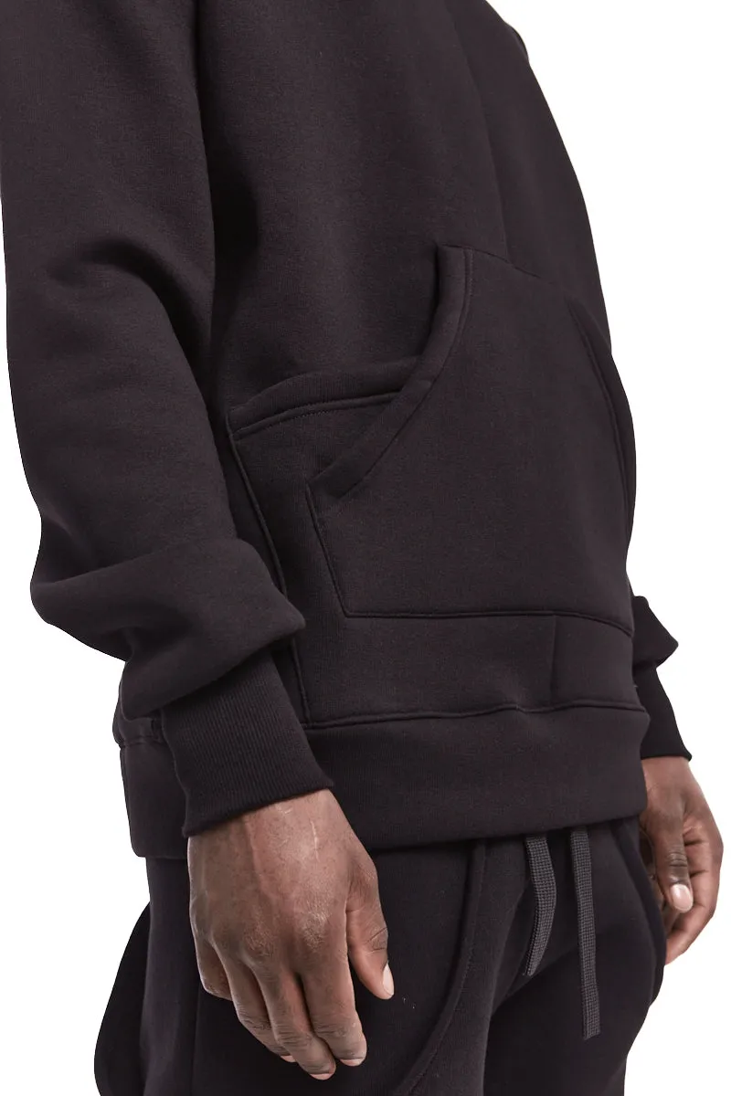 BLACK REMOVABLE HOOD SWEATSHIRT