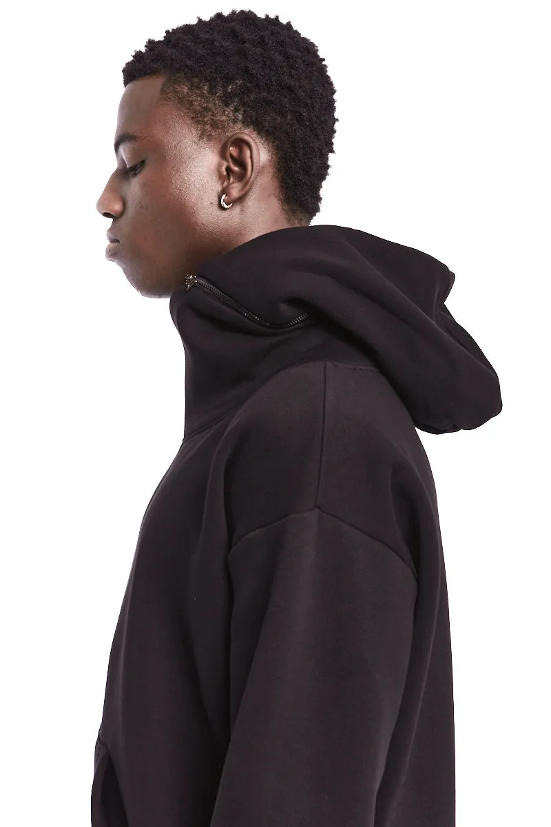 BLACK REMOVABLE HOOD SWEATSHIRT