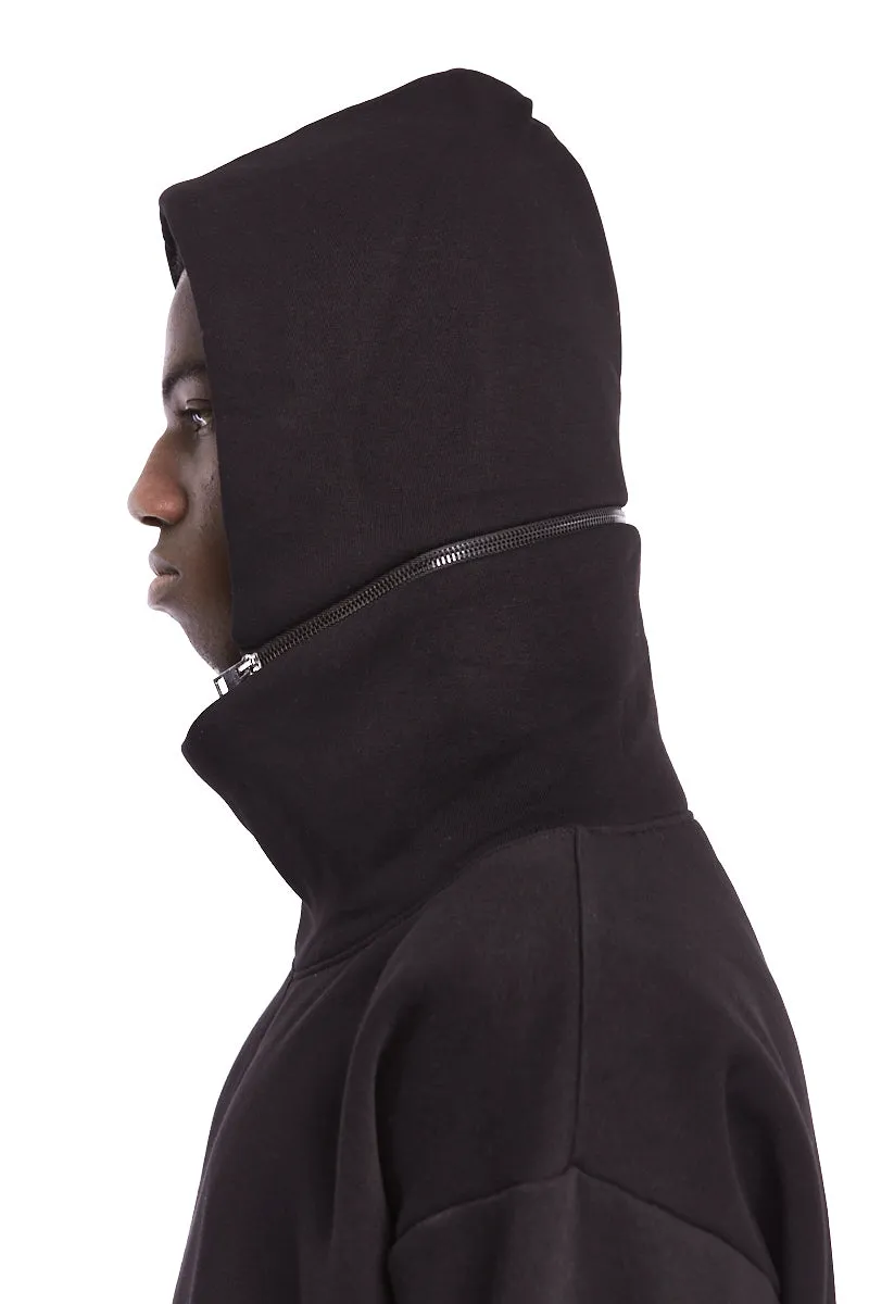 BLACK REMOVABLE HOOD SWEATSHIRT