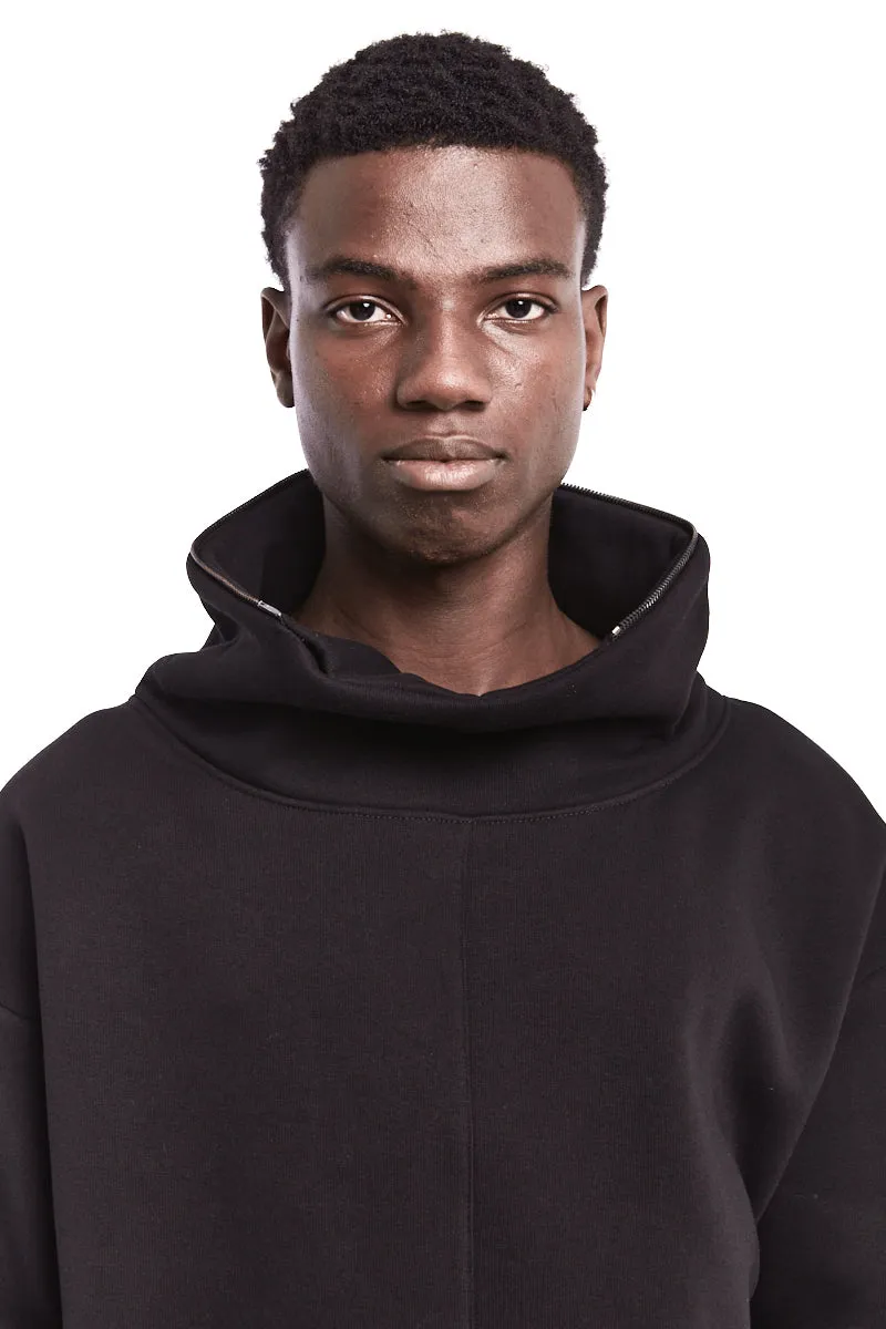 BLACK REMOVABLE HOOD SWEATSHIRT