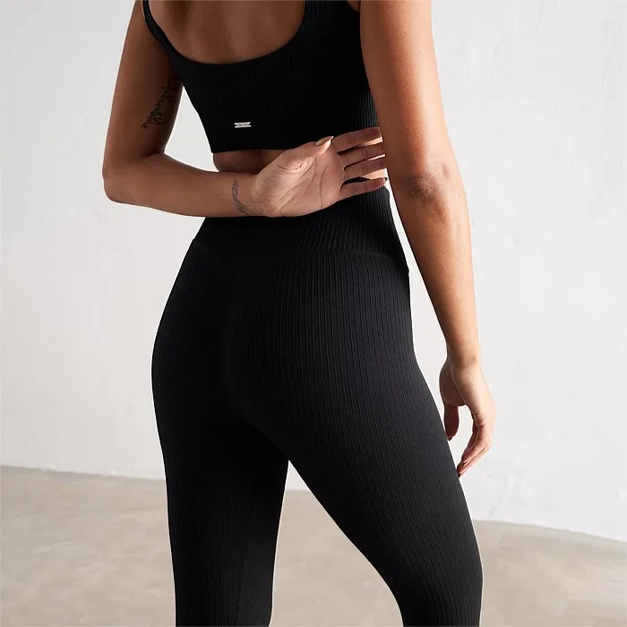 Black Ribbed Seamless Tights | Tights | Stirling Sports