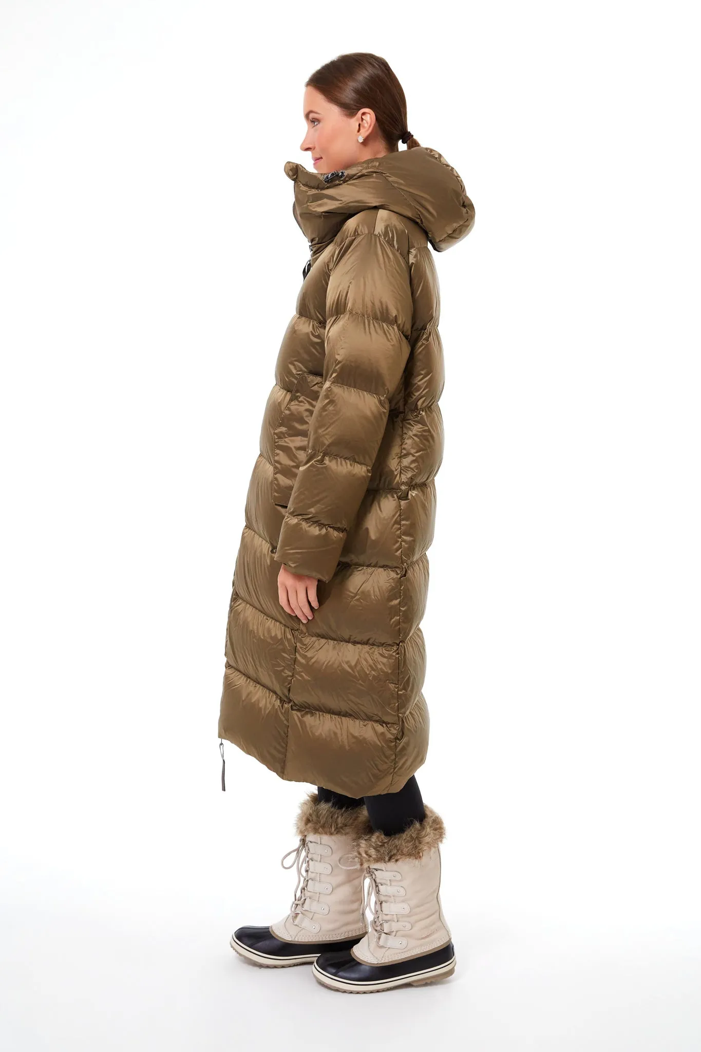 Brushed Olive Metallic Payton Puffer Coat