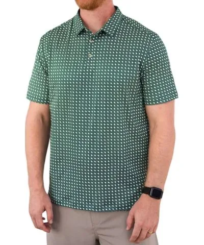 BURLEBO Performance Polo Shirt In Texas Green And White