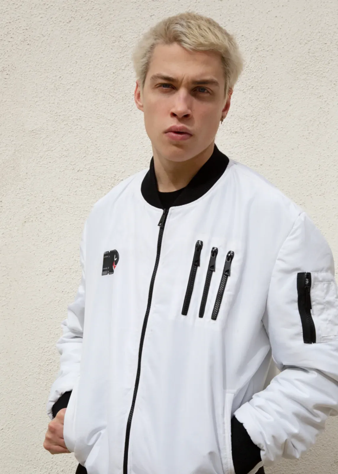 Buy Mens Retro Boo Bomber Jacket White | LucaJackets