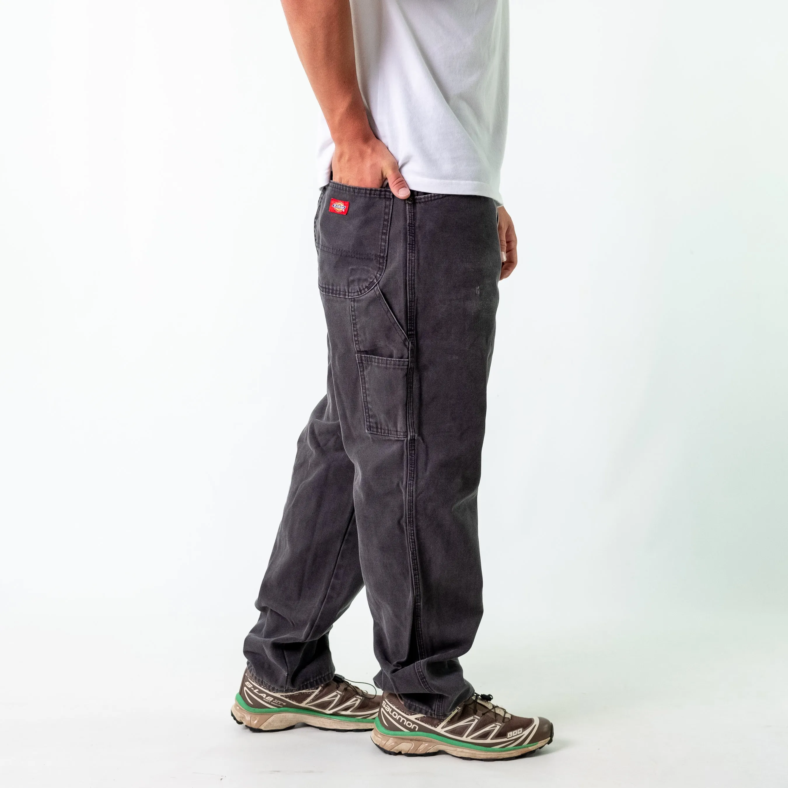 Charcoal Grey y2ks Dickies Canvas Carpenter Jeans Baggy Pants (34x32)