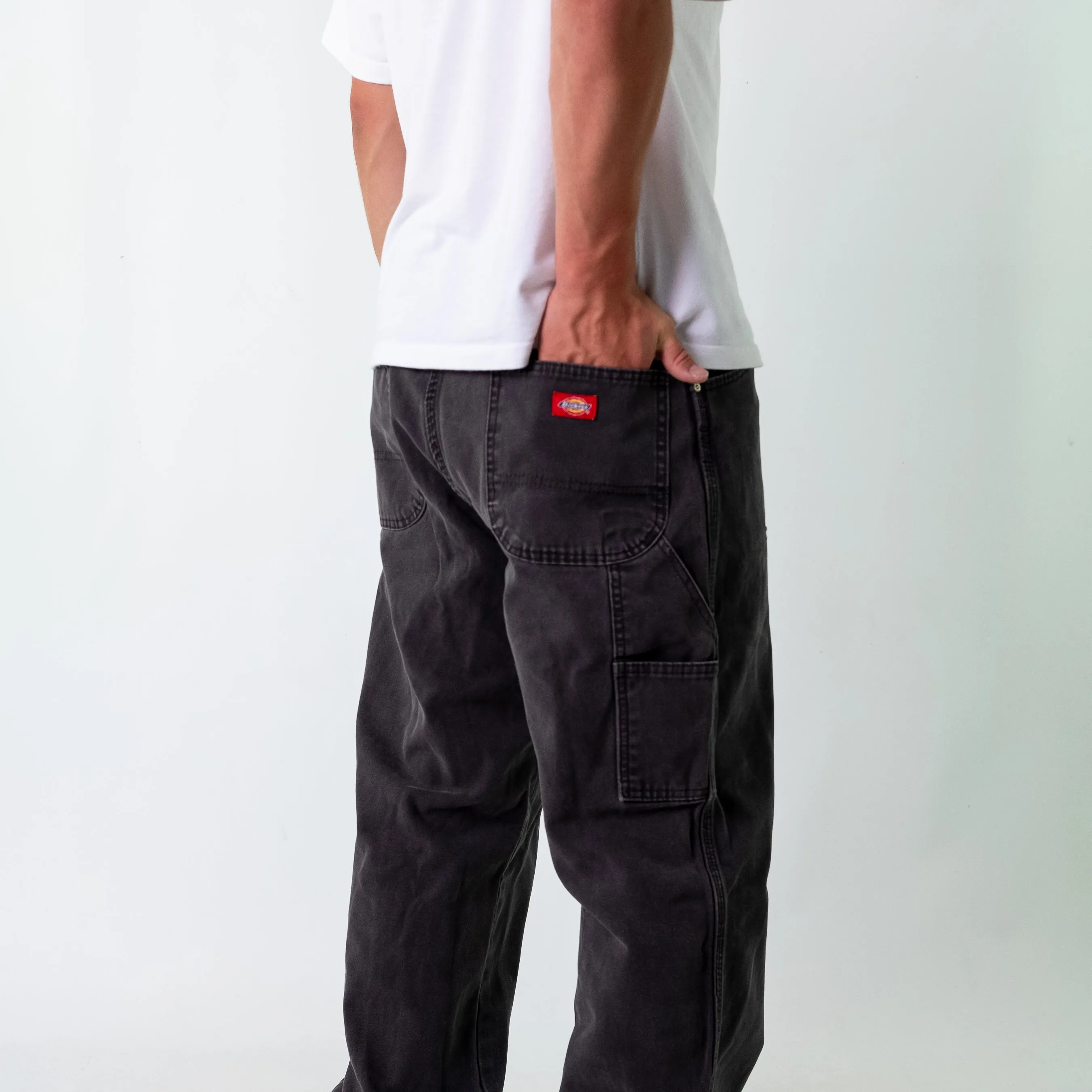 Charcoal Grey y2ks Dickies Canvas Carpenter Jeans Baggy Pants (34x32)