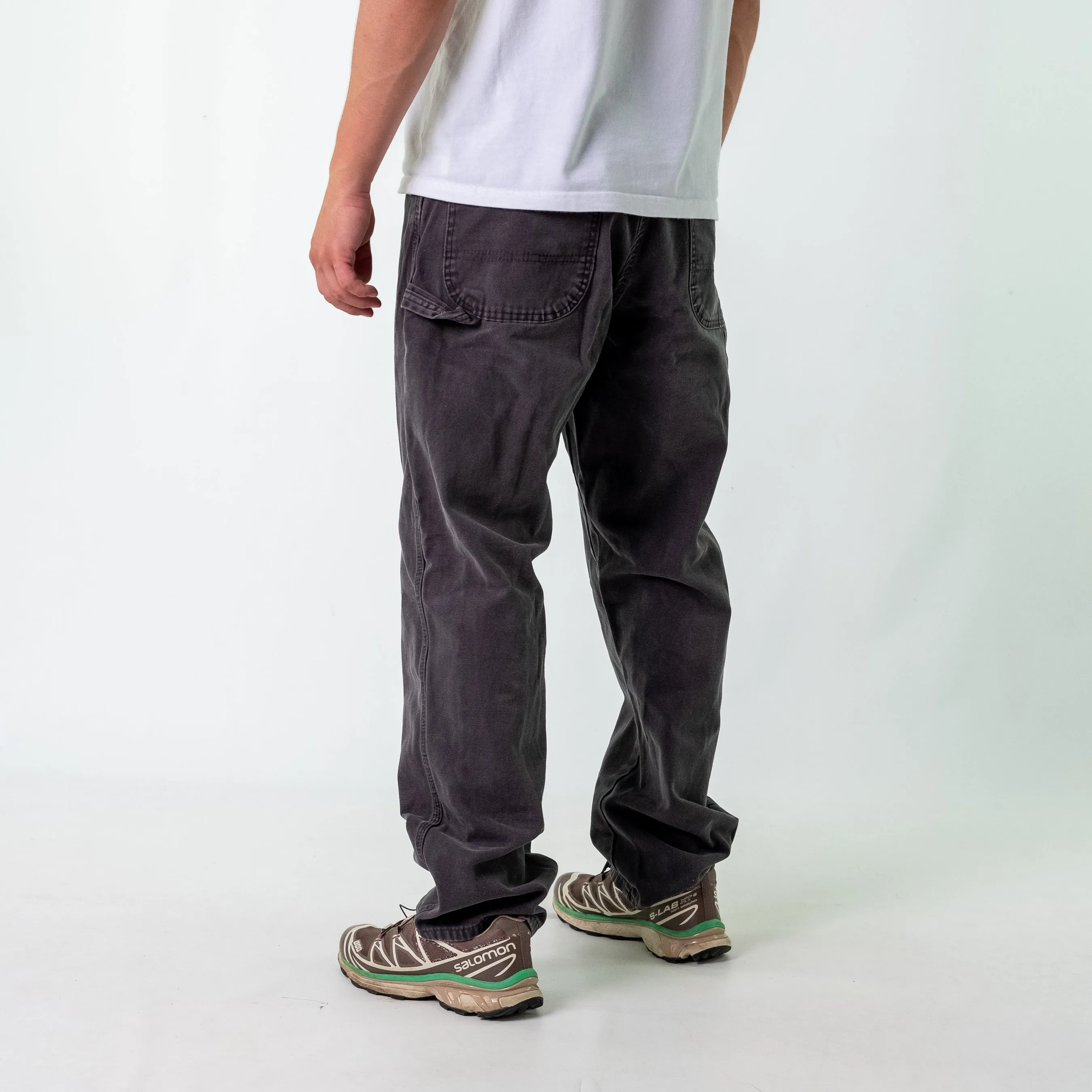 Charcoal Grey y2ks Dickies Canvas Carpenter Jeans Baggy Pants (34x32)