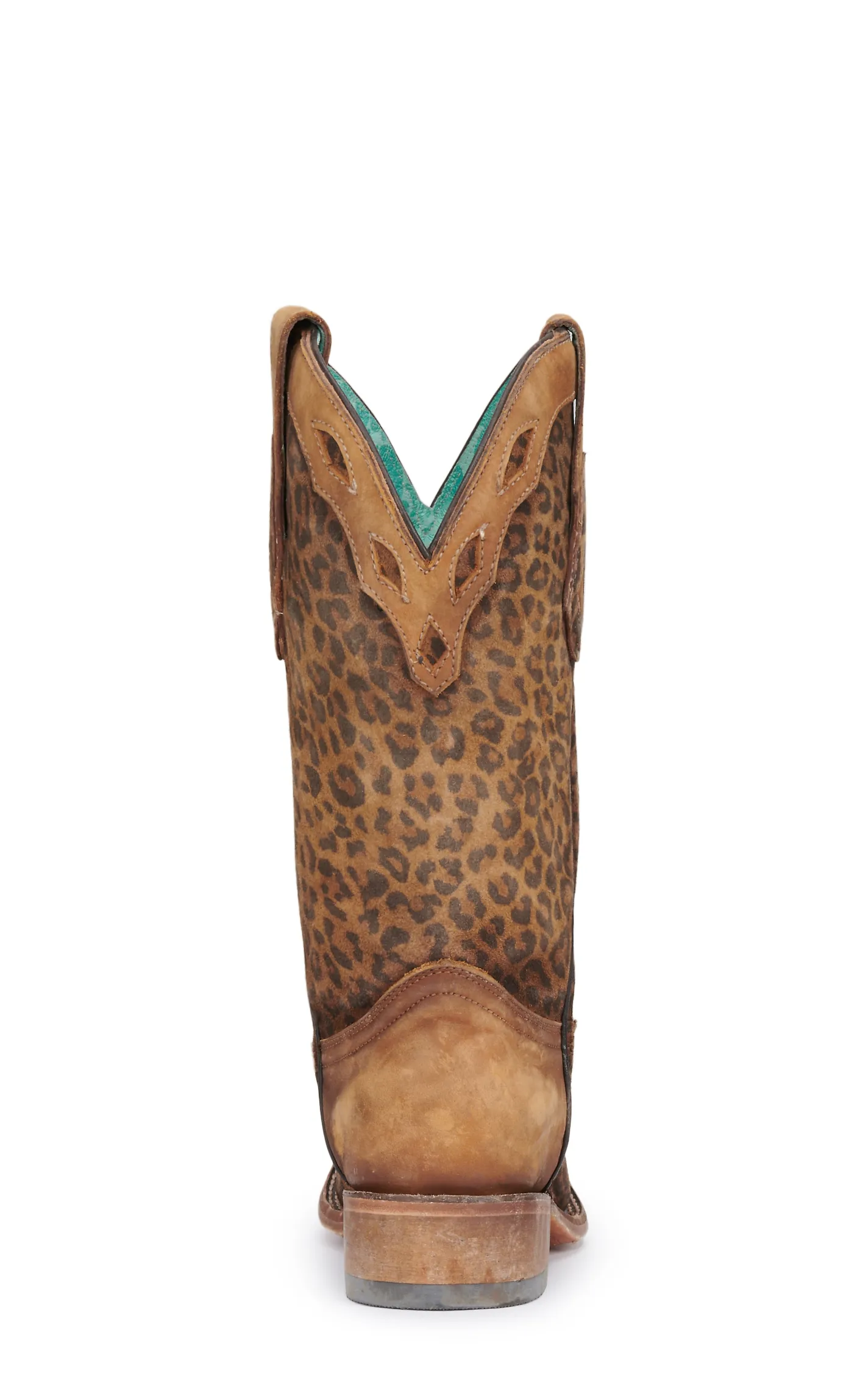 Corral Women's Sand Leopard Print with Overlay Collar Square Toe Cowboy Boots