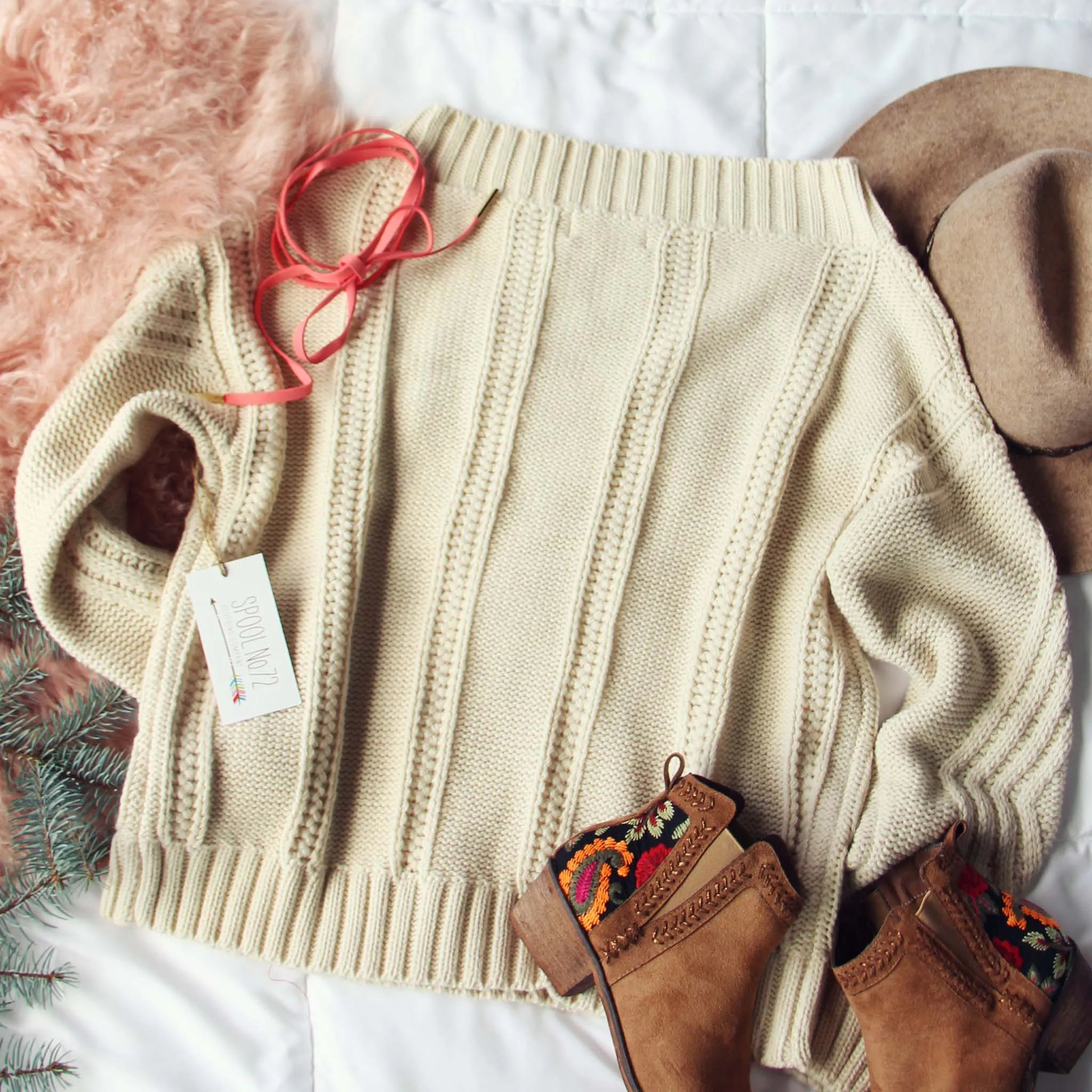 Cozy Cable Sweater in Cream