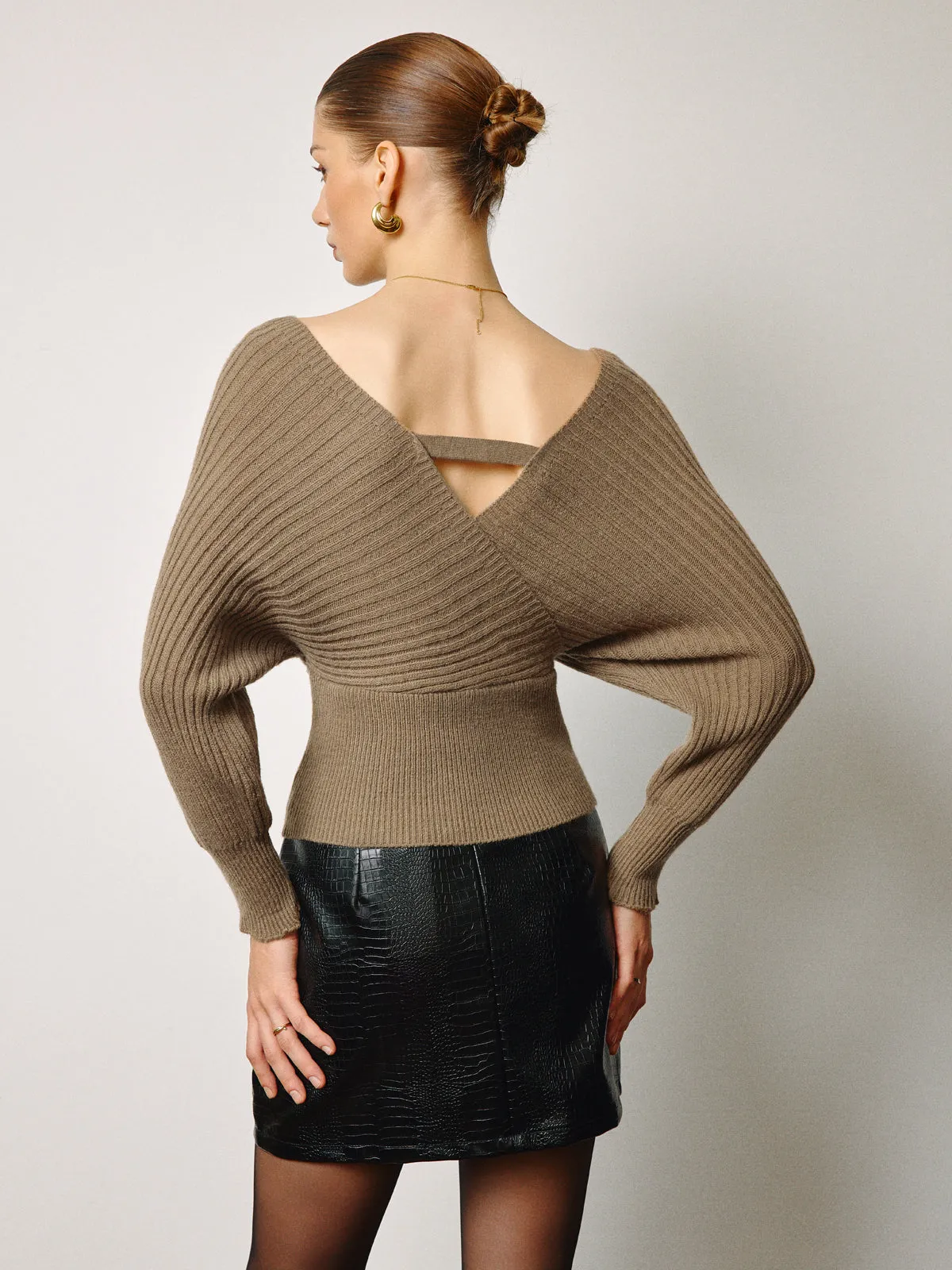 Criss Cross Cinched Waist Sweater