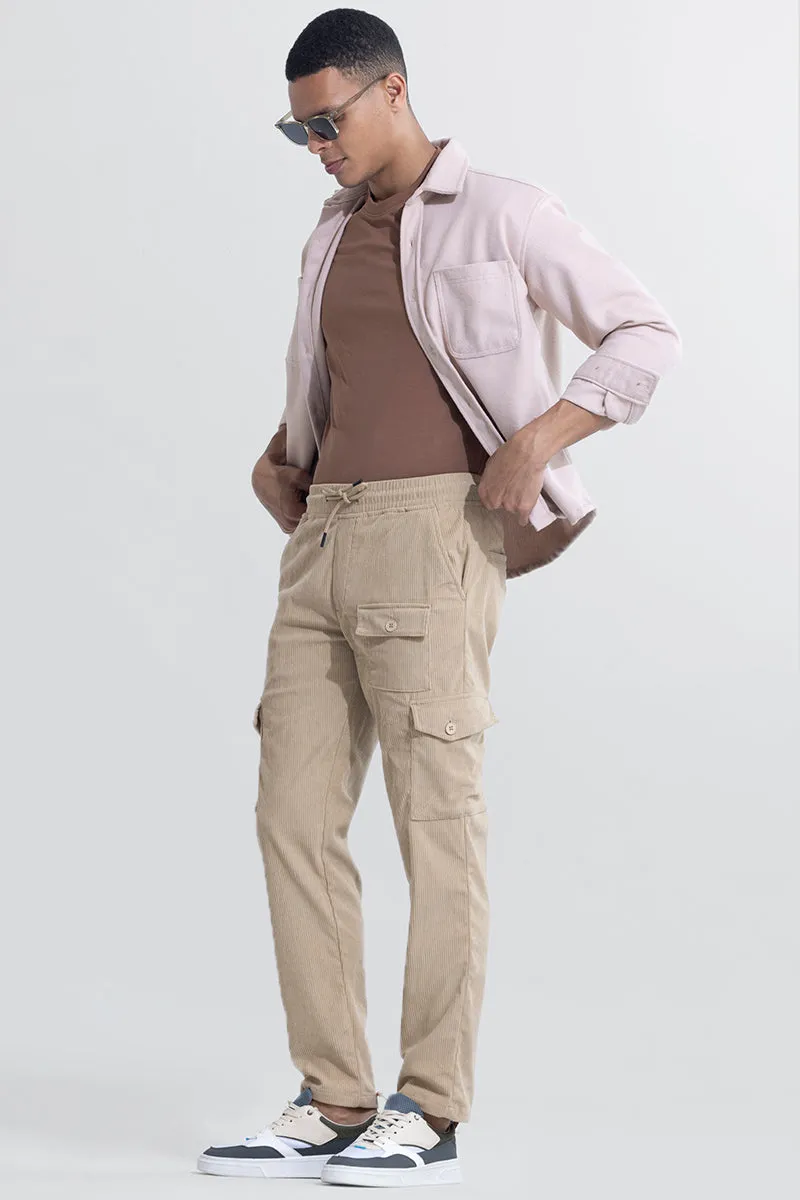 Cullin Beige Corduroy Cargo Pant