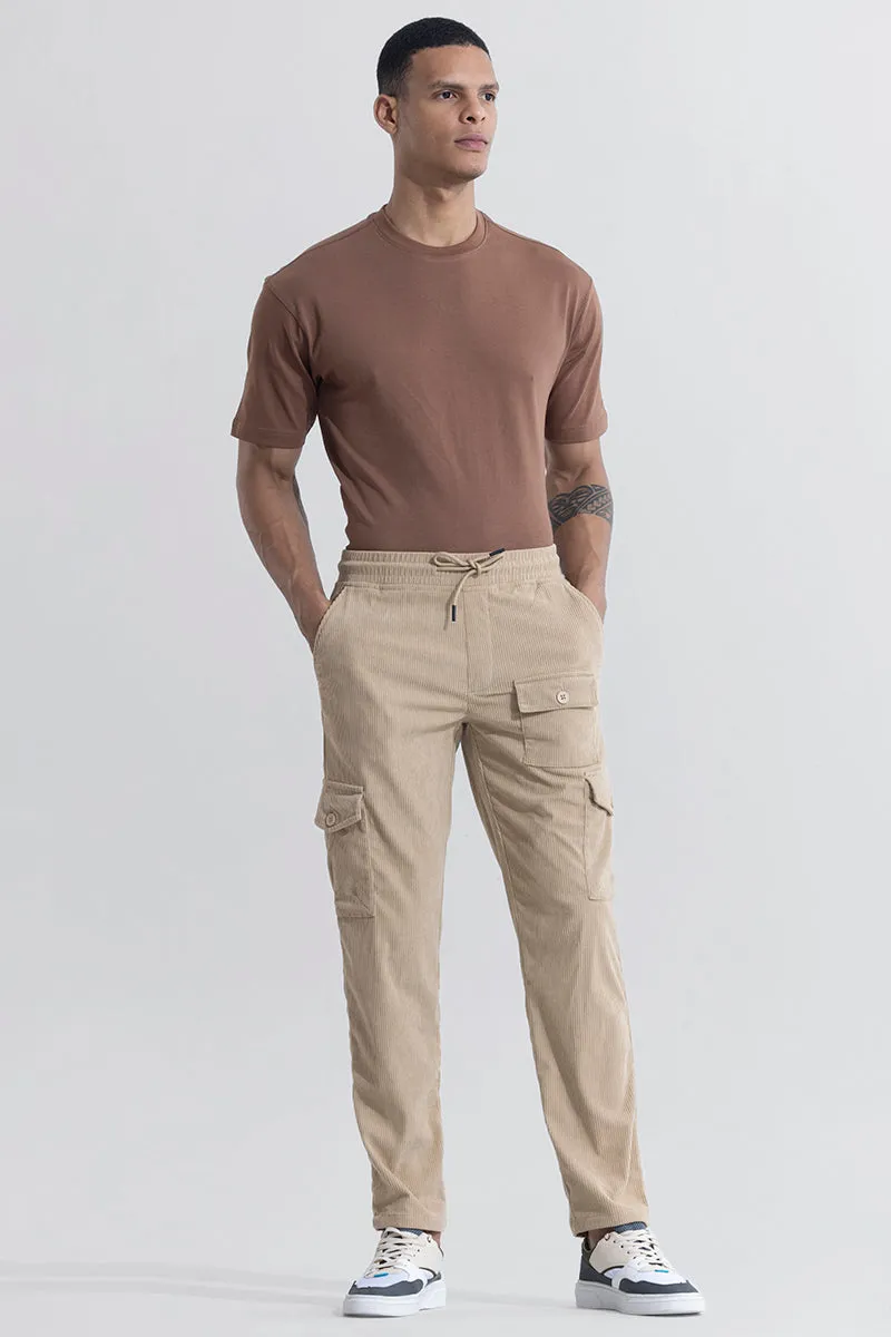 Cullin Beige Corduroy Cargo Pant