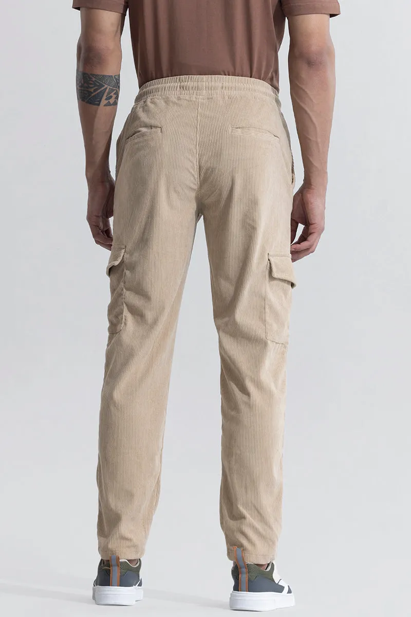 Cullin Beige Corduroy Cargo Pant