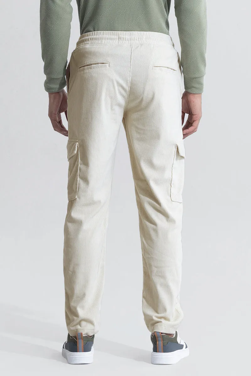 Cullin Off-White Corduroy Cargo Pant