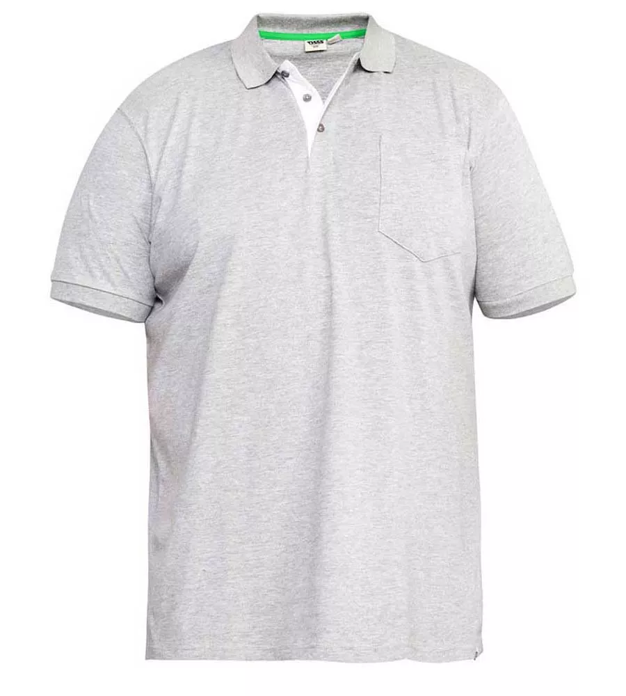 D555 Mens Fully Combed Grey Pique Polo Shirt With Pocket (GRANT GREY)