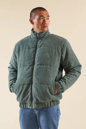 DARK SAGE CORD PUFFER COAT