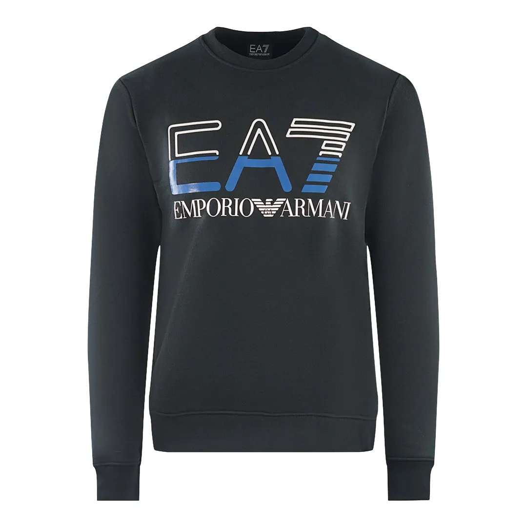 Ea7 Large Brand Logo Black Sweatershirt