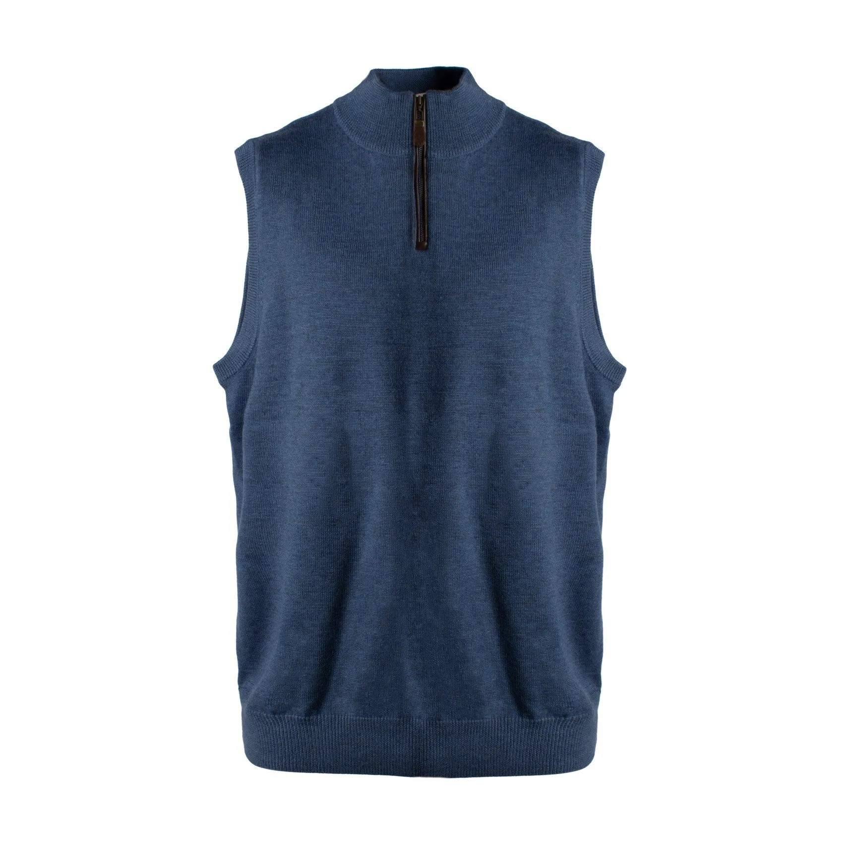 Extra Fine 'Zegna Baruffa' Merino Wool Quarter-Zip Sweater Vest in Indigo by Viyella