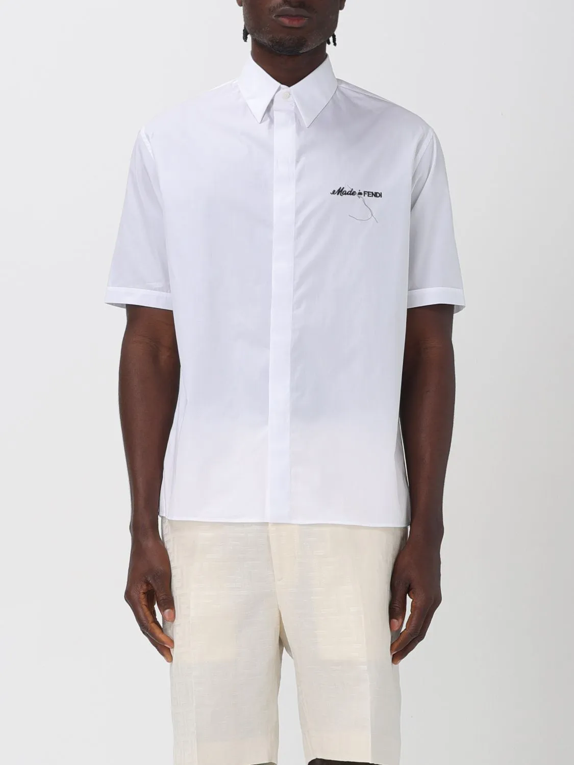 FENDI  |Cotton Short Sleeves Logo Luxury Shirts