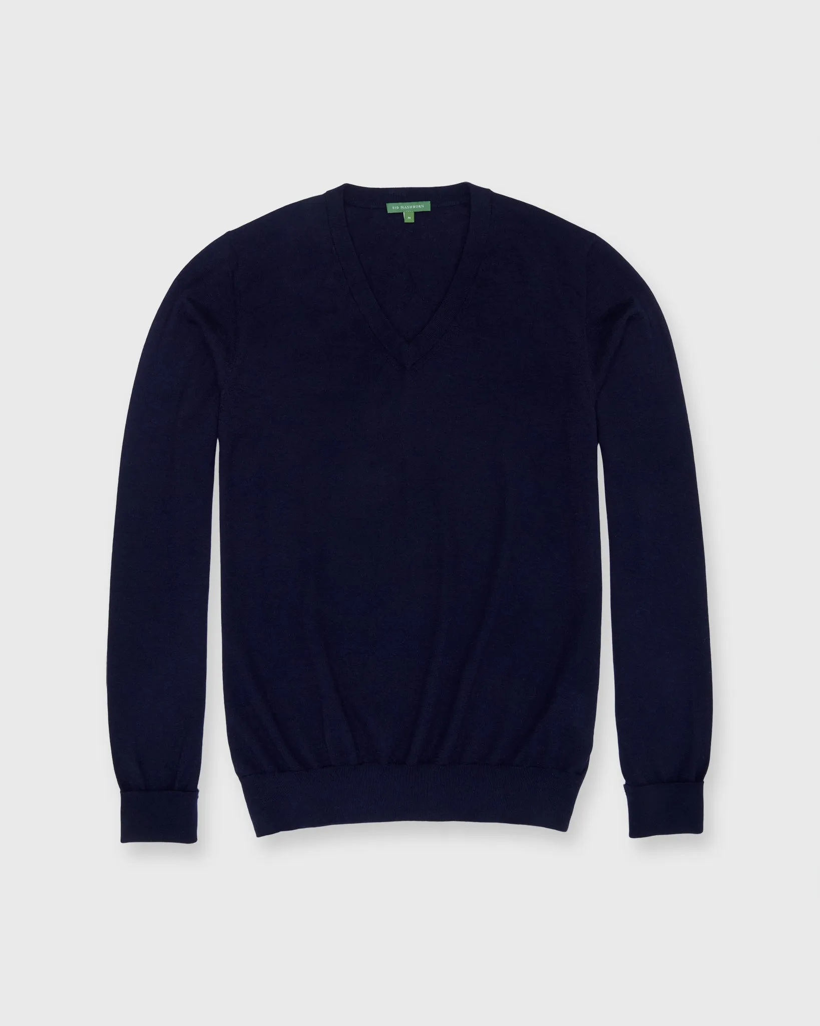 Fine-Gauge V-Neck Sweater in Navy Cashmere