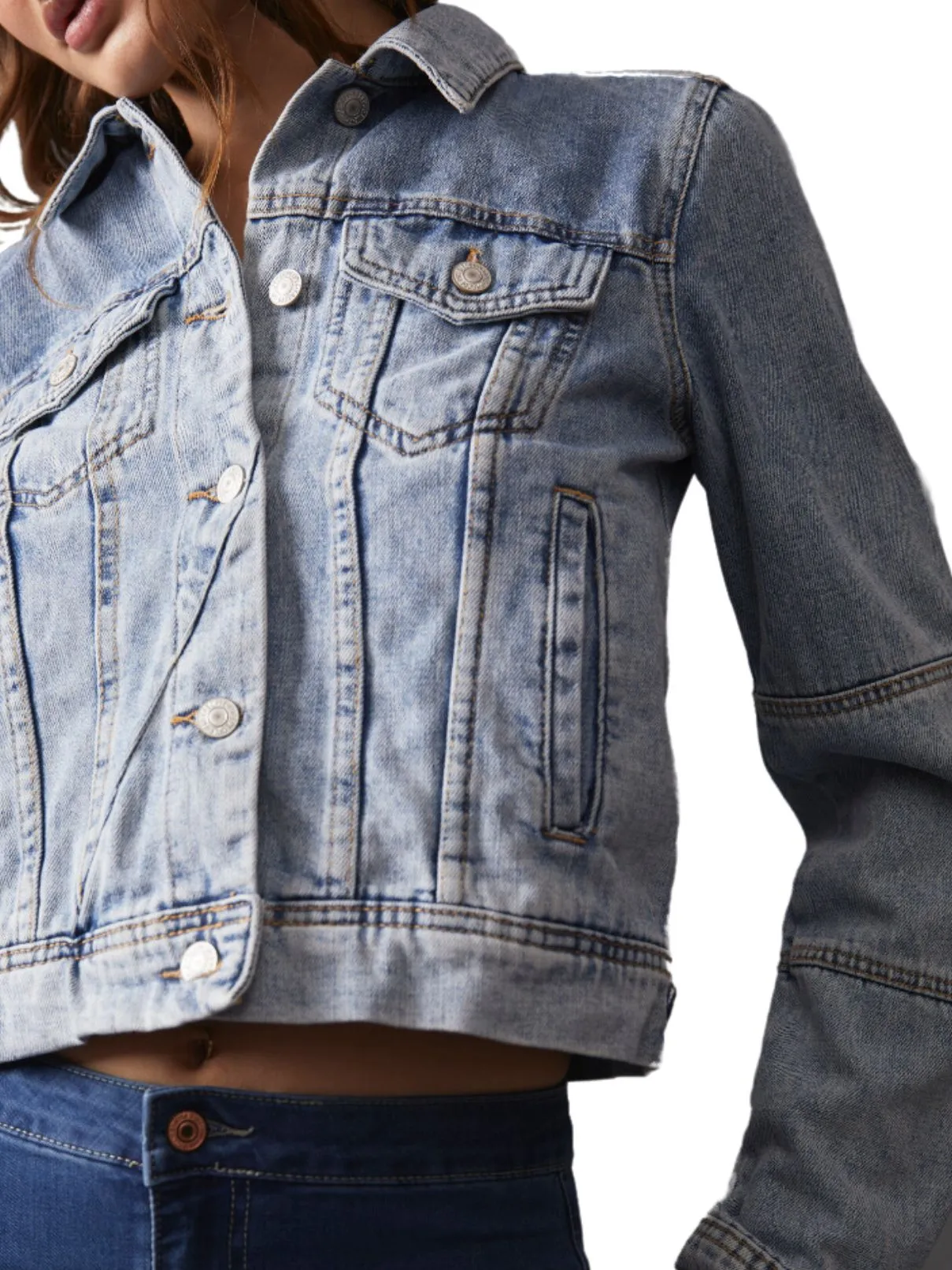 Free People Rumors Denim Jacket in Lt Indigo Blue