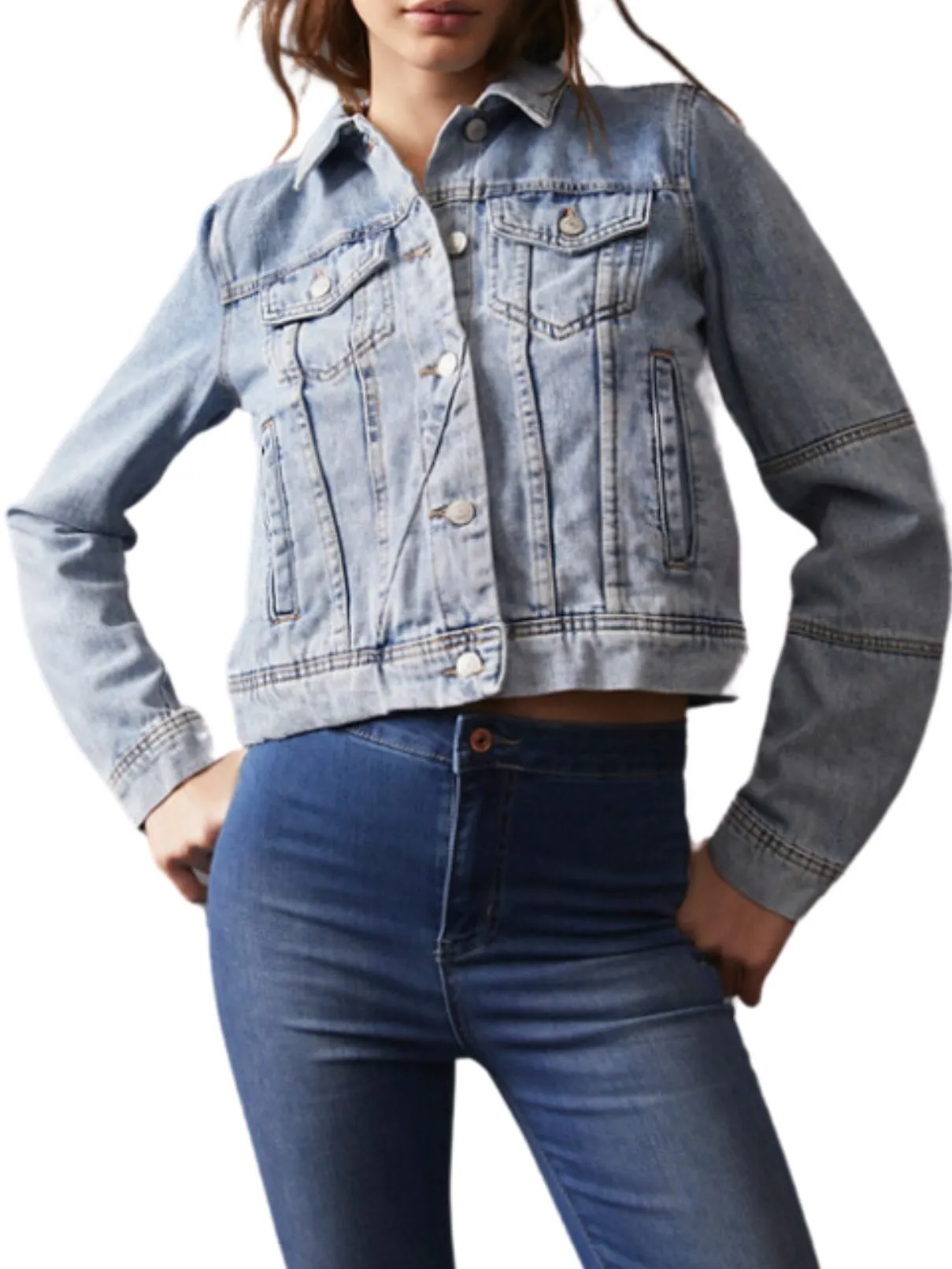 Free People Rumors Denim Jacket in Lt Indigo Blue