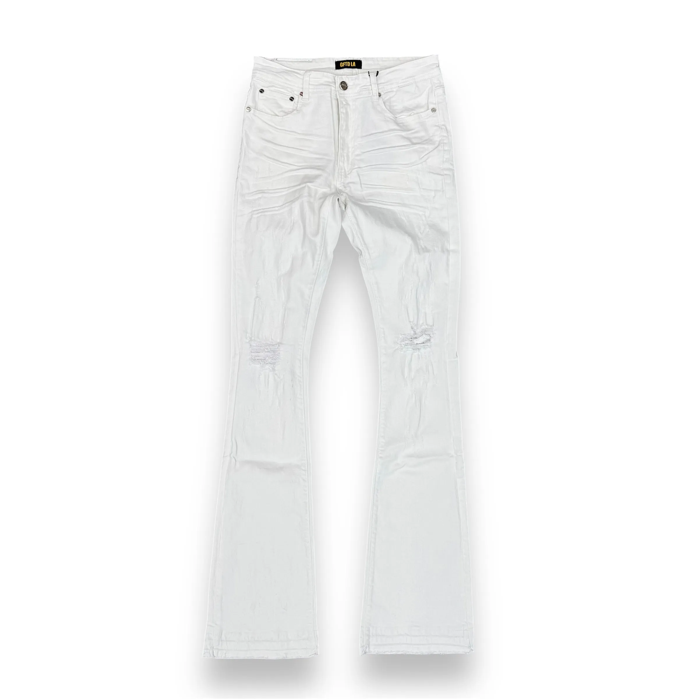 Gftd White Flare Stacked Jeans