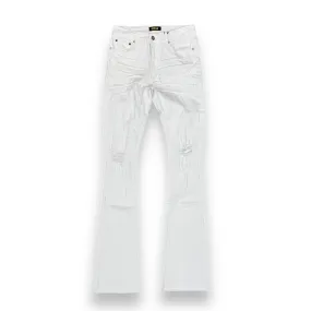 Gftd White Flare Stacked Jeans