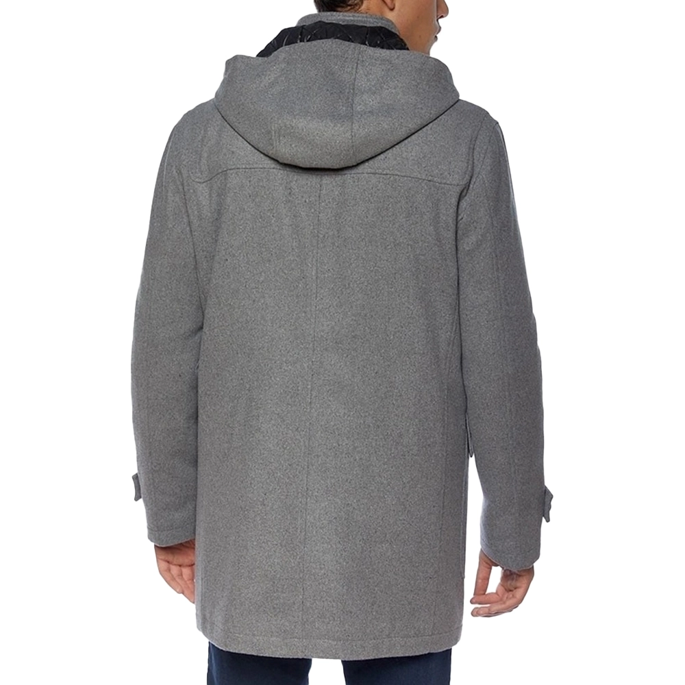 Grey Duffle Coat | Hooded Duffle Wool Coat