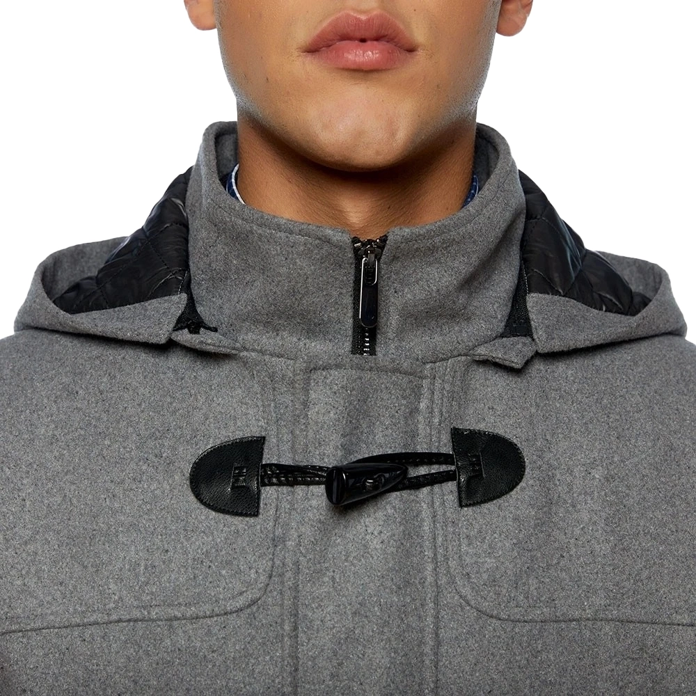 Grey Duffle Coat | Hooded Duffle Wool Coat