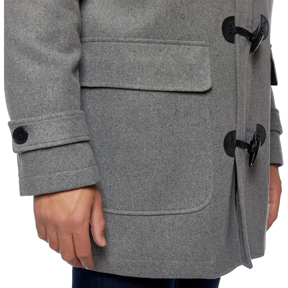 Grey Duffle Coat | Hooded Duffle Wool Coat