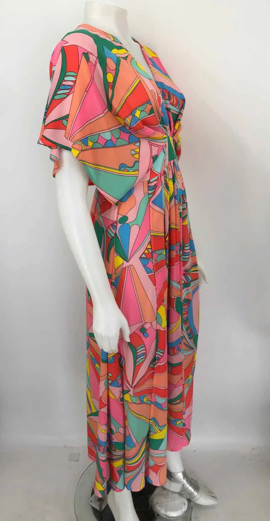 GYPSY & GOLD - OLIVACEOUS Pink Green Multi Print Size SMALL (S) Dress