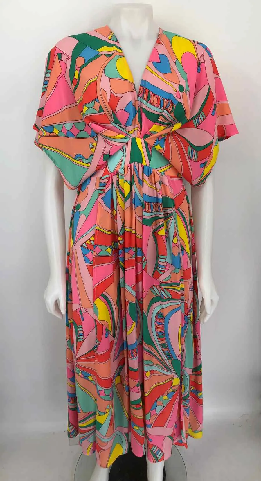 GYPSY & GOLD - OLIVACEOUS Pink Green Multi Print Size SMALL (S) Dress