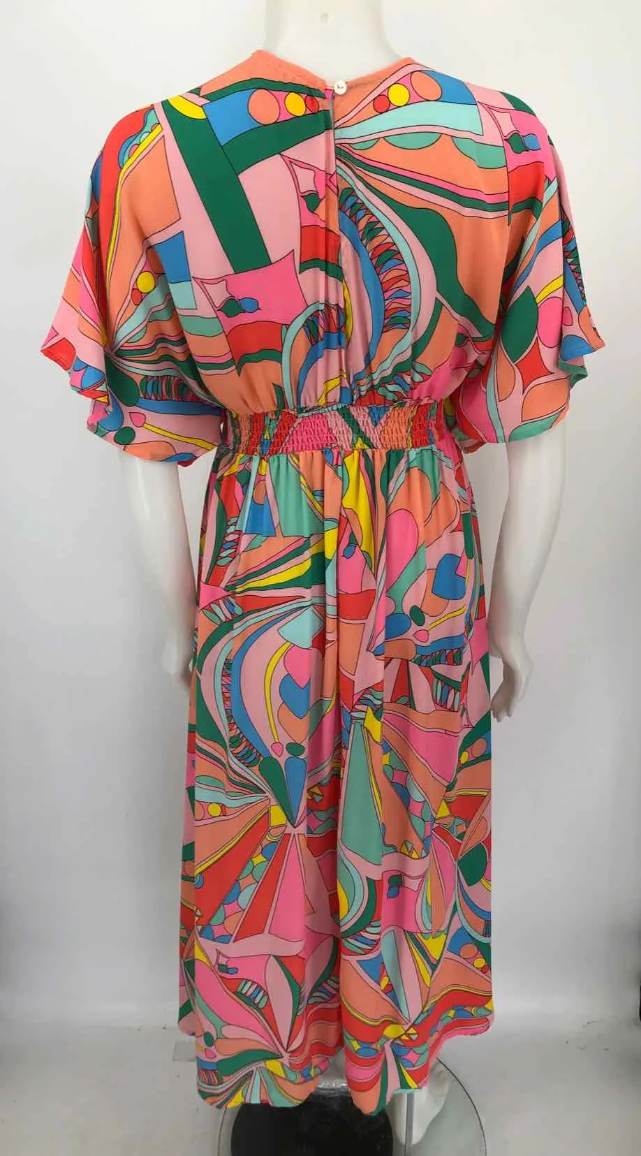 GYPSY & GOLD - OLIVACEOUS Pink Green Multi Print Size SMALL (S) Dress