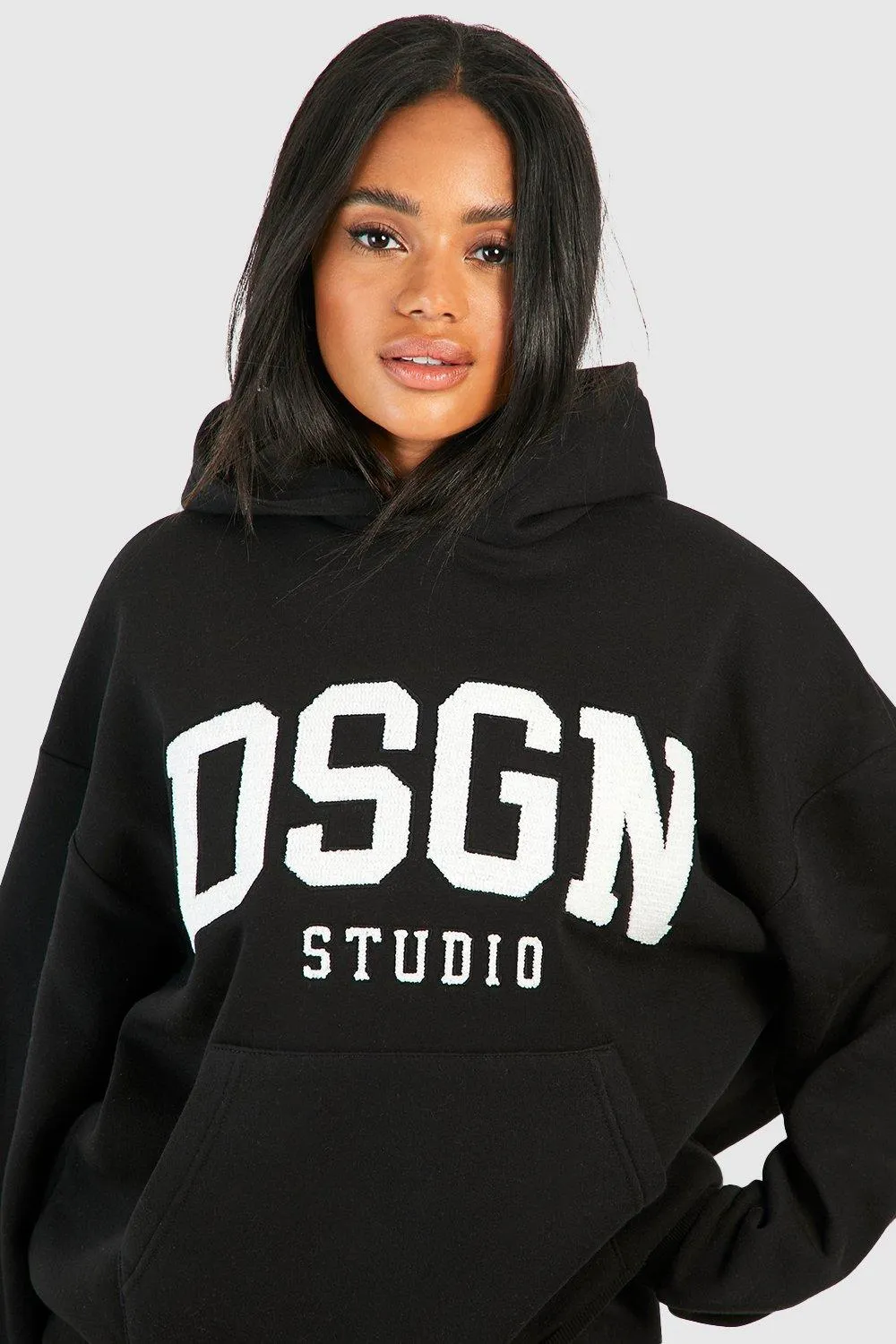 Hoodies & Sweatshirts | Dsgn Studio Towelling Applique Oversized Hoodie | boohoo