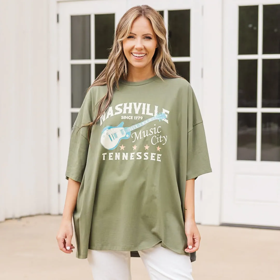 In Music City Boyfriend Tee, Moss