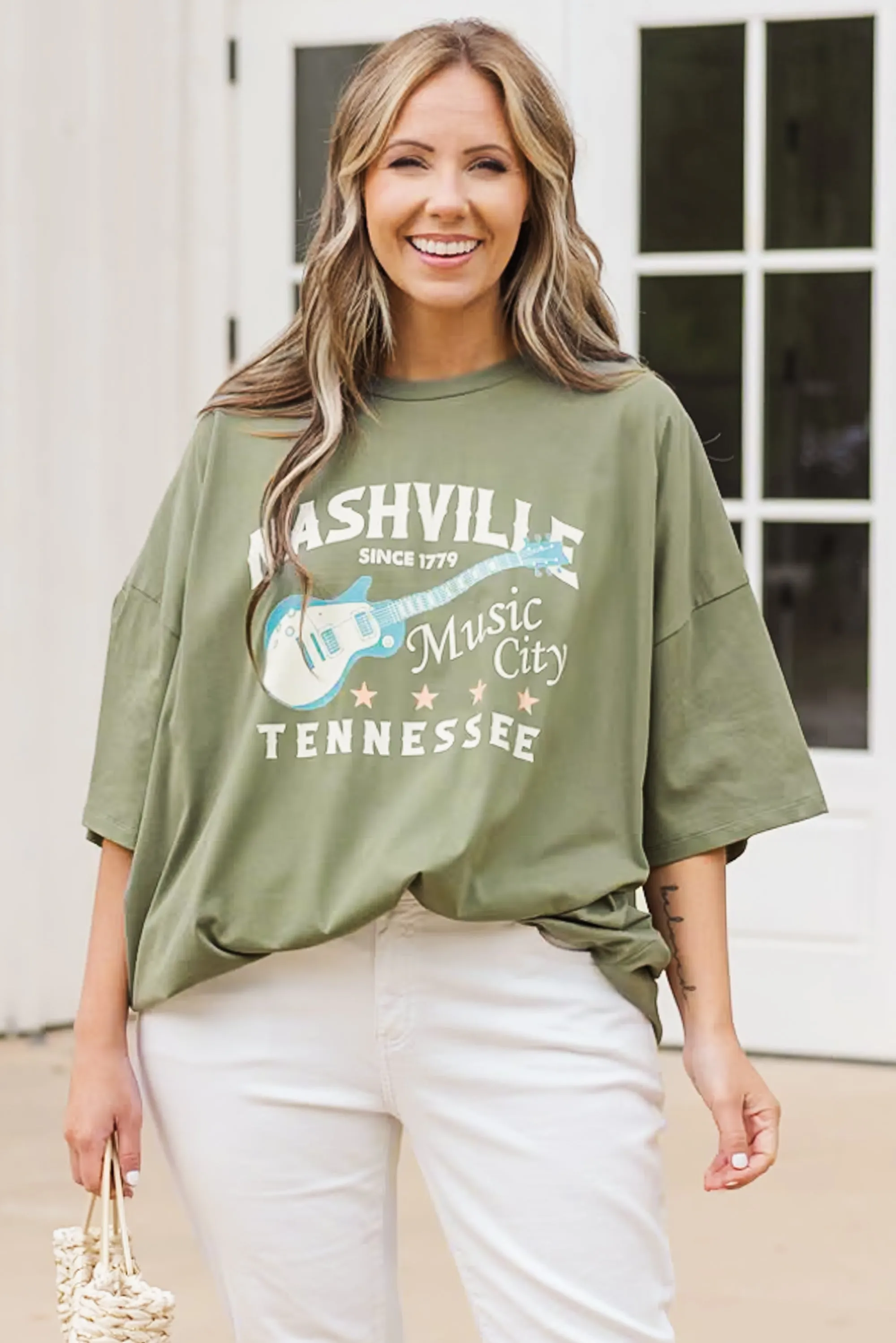 In Music City Boyfriend Tee, Moss